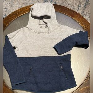 Prana Gray and Navy Hooded Sweatshirt